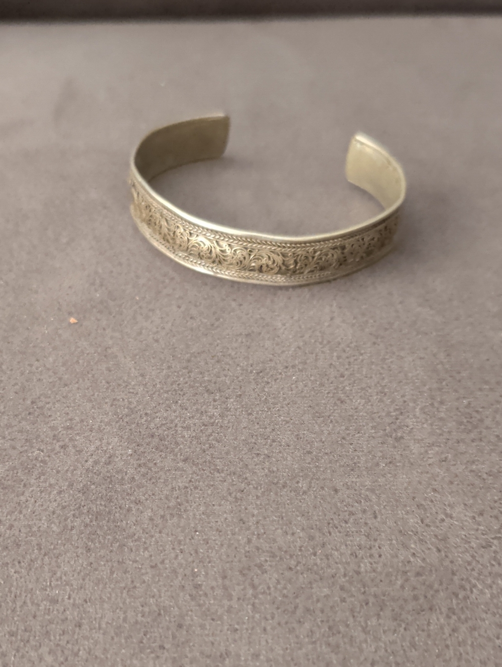 Engraved Tibetan Silver Cuff Bracelet